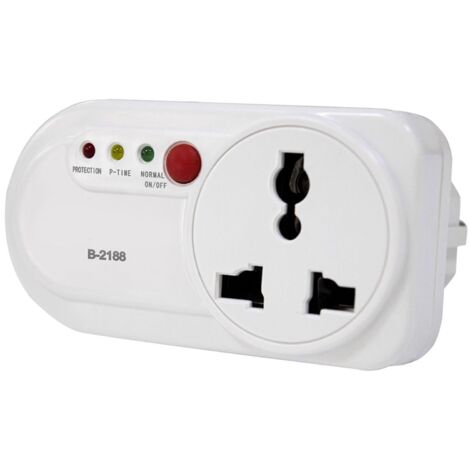 Eosnow Protecteur de tension électronique pour réfrigérateur, prise simple 2500 W, 16 A, montage mural, appareil électroménager avec 3 voyants de sécurité