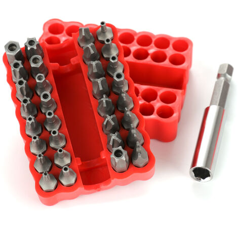 33pcs Embouts de tournevis électrique,Embout pour visseuse,creux, roug