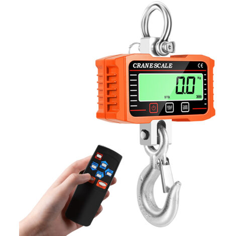 Eosnow Balance à crochet électronique portable et robuste de 2 000 kg avec écran LCD numérique, de qualité industrielle, avec fonction de conversion à 3 unités. (1/5)