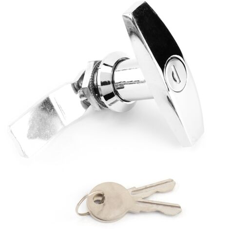 Fixation arrière poignée en T serrure bote à outils serrure de porte de Garage avec clés pour auvent de caravane de remorque (argent