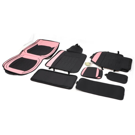 Eosnow Housse de siège de voiture, protection respirante et confortable en cuir entièrement enveloppé, pour la plupart des véhicules, style Standard noir rose (1/2)