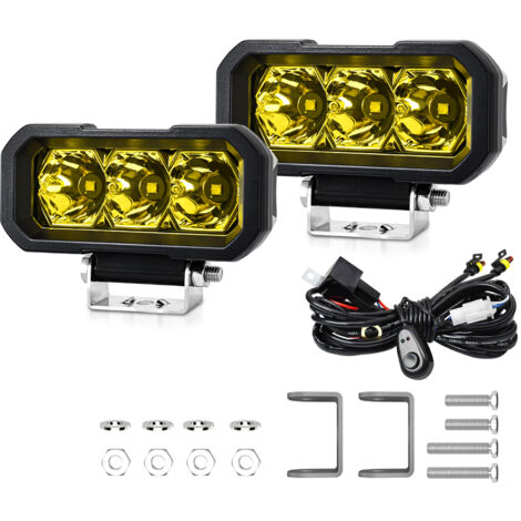 Eosnow Lot de 2 projecteurs de travail LED, 5 pouces, antibrouillard, étanche IP68, 240 W, tout-terrain, pour voitures, camions, motos, SUV, jardins, bâtiments, avec faisceau de câbles et projecteur j (1/5)