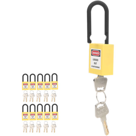 10 ensembles 38mm serrure de verrouillage anti-poussière en Nylon ingénierie industrielle isolation outil de sécurité pour les usines jaune (1/5)