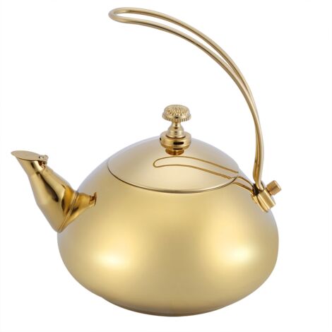 Eosnow Théière classique en acier inoxydable de 1,5 l, cuisinière à induction, bouilloire à eau rapide, marmite bouillante, doré (1/5)