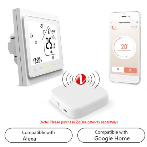 Eosnow Thermostat intelligent Tuya ZigBee 3.0,contrôleur de température programmable hebdomadaire 5 A,commande vocale via application,compatible avec Alexa/Home,pour chauffage au sol à eau,bureaux,vil