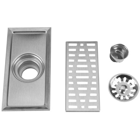 Eosnow 20x10cm Rectangle En Acier Inoxydable Siphon De Sol Salle De Bains Douche Cuisine Déchets Grille