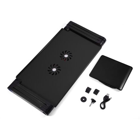 Eosnow Support de Table de bureau pliable réglable à 360 ° pour ordinateur portable, avec double ventilateur de refroidissement, souris Boad noir (1/5)