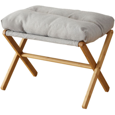 Eosnow Tabouret de pied pliable avec pied en X, repose-pieds multifonctionnel moderne avec coussin doux pour salon, chambre à coucher, bureau, gris (1/5)