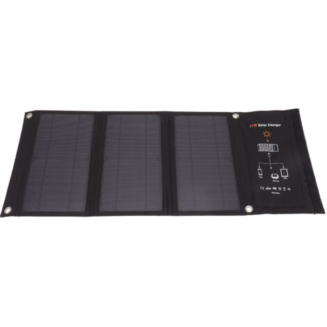 Chargeur de panneau solaire pliable 21W Panneaux de charge de téléphone solaire portable noir avec double port USB pour le camping de randonnée en plein air (1/5)