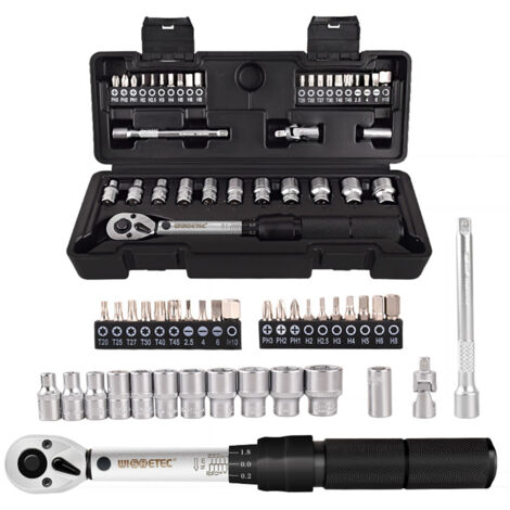 Eosnow Clé préréglée 2-20nm 1/4, combinaison d'embouts à douille 35 en 1, ensembles ménagers, Kit d'outils utilitaires polyvalents, boîte à outils, réparation de vélo à main (1/5)