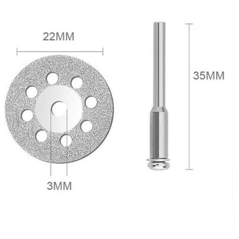 Eosnow Roues de coupe diamantées 24 pièces, disques de coupe de 22mm de diamètre, avec 4 mandrins de remplacement de 3mm, pour outils rotatifs Dremel (1/5)