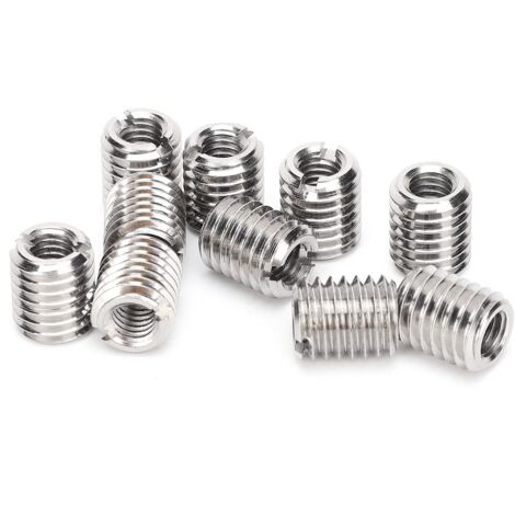 Eosnow,10pcs Noix d'insertion, insert fileté m6/m10, Écrou d'Insertion, 303 Acier inoxydable (Intérieur M6x1.0 extérieur M10x1.5 lueur 12 mm) (1/5)