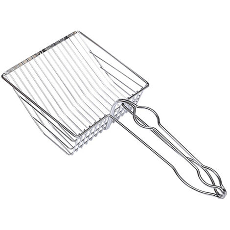 Pelle à litière pour chat en acier inoxydable,pelle à litière pour chat à mailles fines,ergonomique,facile à nettoyer,argent (1/5)
