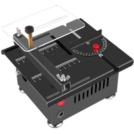 Eosnow Petite scie à table domestique multifonctionnelle 110-240 V 100 W, mini scie électrique, profondeur de coupe de 16 mm, équipée d'une alimentation électrique de réglage de la vitesse à 7 niveaux (1/5)