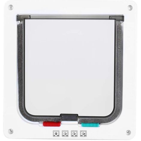 Eosnow Chatières et portes manuelles,Porte verrouillable à 4 voies pour chat et petit chien,taille M,pour soins des animaux domestiques (1/5)