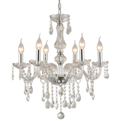 Eosnow Plafonnier moderne en cristal à 6 bras, luminaire décoratif d'intérieur, luminaire décoratif de plafond, idéal pour un salon (1/5)