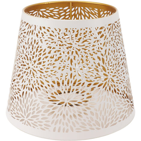Eosnow – Abat-jour E27 E26 en fer blanc – Motif fleurs sculptées – Dimensions 13x19x15cm – Installation facile pour salon et chambre