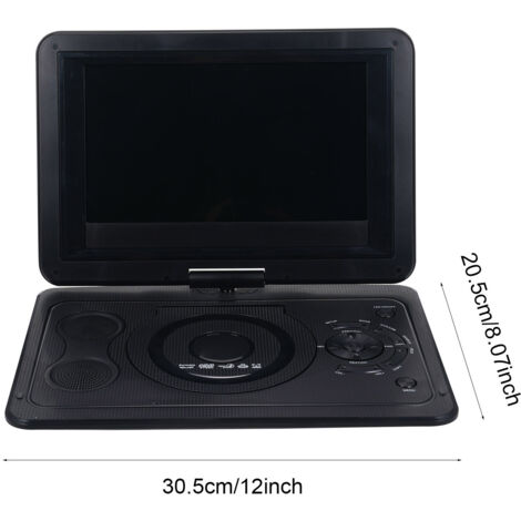 Eosnow 13,9 pouces Portable DVD Player avec 270 ° Rotation HD Écran Home Car TV Fonction Fonction Charger et Adaptateur AC Prise en charge AV dans OUT
