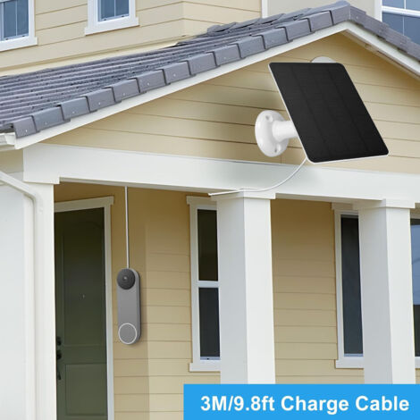 Denash Chargeur Solaire 6V 5W Pour Sonnette Vidéo – Panneau Solaire Extérieur IP65 – Câble 3m – Compatible Ring & Eufy