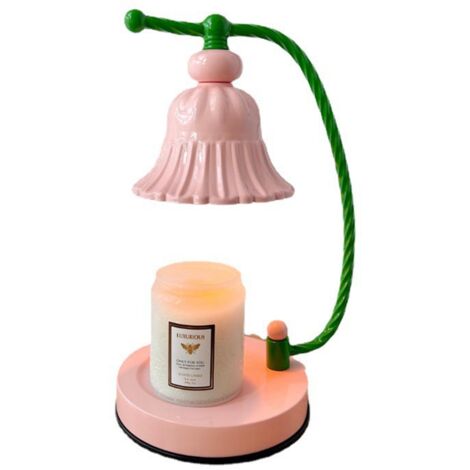 Lampe chauffe-bougie à intensité variable, sans fumée, style européen romantique, lampe de table en métal pour chambre à coucher, version coréenne, prise UE rose (avec 2 ampoules, sans bougie) (1/5)