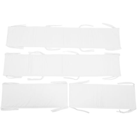 Eosnow Pare-chocs rembourrés pour bébé, 4 pièces, pour berceaux pleine taille, Protection contre les collisions, couleur unie, doux et respirant, doublure de berceau, blanc