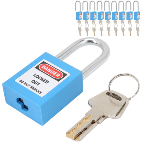 Eosnow 10 ensembles de cadenas de sécurité de 1,5 pouces, serrure anti-corrosion isolée par poutre en acier pour la fabrication de machines industrielles (bleu) (1/5)