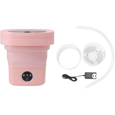 Machine à laver portable,Machine à laver pliable et portable, 6,5 l, nettoyage en profondeur automatique, lavage et essorage, avec Tube d'eau, prise ue rose 100-240V (1/5)