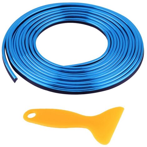 Eosnow Bandes de moulage intérieures de voiture, tableau de bord de porte, évent de volant, ligne de décoration Flexible bleue