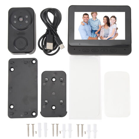 Eosnow Sonnette d'interphone visuel Vision nocturne infrarouge Type C 2,4 GHz WiFi 2 voies voix 1080P objectif grand angle haute fidélité sonnette vidéo sans fil (1/5)