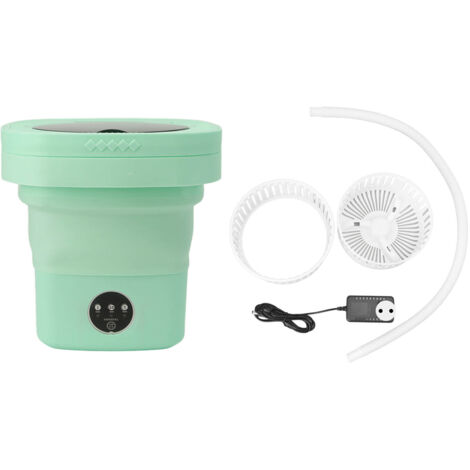 Machine à laver portable,Machine à laver 6,5 L, pliable, portable, automatique, nettoyage en profondeur, lavage et essorage, avec tube d'eau, prise ue verte 100-240 V