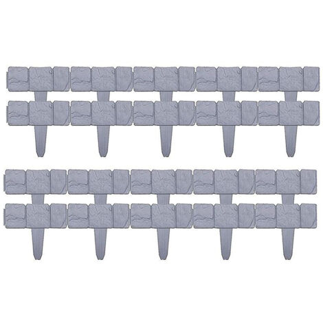 Eosnow Bordure de clture de jardin en plastique effet pierre, parterre de fleurs, plantes de pelouse, panneaux de bordure décoratifs, 20 pièces (1/5)