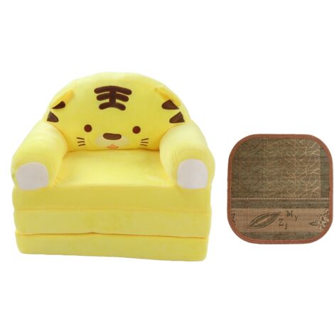 Canapé-lit pliable 2 en 1 pour enfants, fauteuil à dossier, dessin animé mignon, pour salon, chambre à coucher, jaune (1/5)