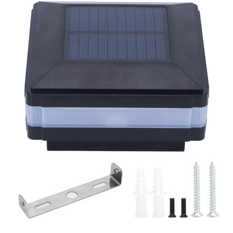 Eosnow LED Post Lumière Solaire Double Couleur Induction Clture Cap Pilier Lampe IP65 tanche Noir (Blanc Chaud Bleu) (1/5)