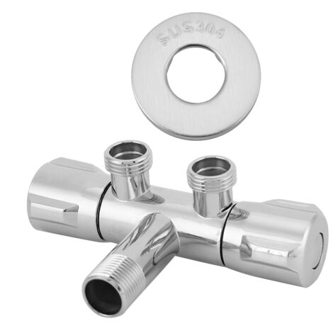 Eosnow Valve d'angle de sortie à Double interrupteur en cuivre, robinet de douche de Bidet de toilette, accessoires de salle de bains G1/2 (1/5)