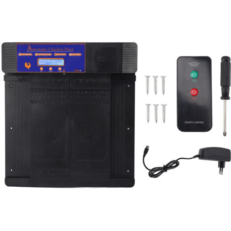 Ouvre-porte automatique de poulailler, double ouverture intelligente, télécommande, porte de poulet électrique 100-240V, prise ue noire (1/5)