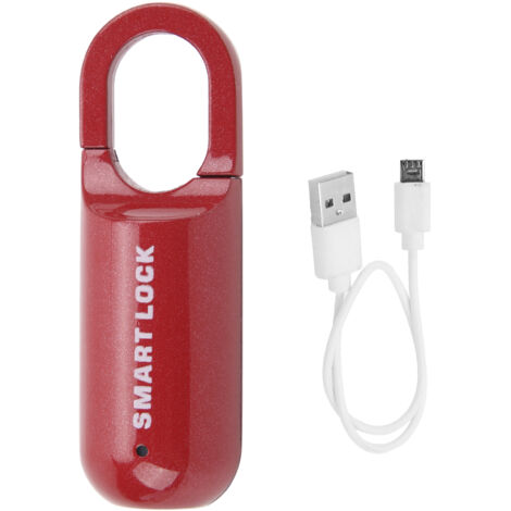 Eosnow Serrure à empreintes digitales, antivol, sécurité, cadenas à empreintes digitales, Rechargeable par USB, pour étui à bagages (rouge) (1/5)