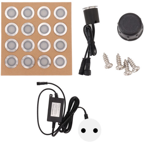 Eosnow 16 pièces lampe d'extérieur LED en acier inoxydable PC IP67 étanche dans la lampe au sol pour jardin cour escalier 90 à 265V prise ue (1/5)