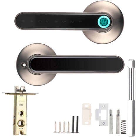 Eosnow Serrure de poignée de porte intelligente Bluetooth, biométrique, empreinte digitale, mot de passe, application, levier d'entrée sans clé, noir (1/5)