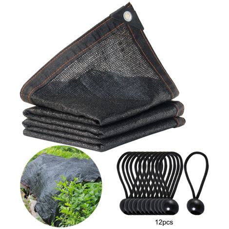 Eosnow Filet pare-soleil pour plantation de jardin, 33M avec trous sur quatre côtés, coutures rouges, équipé de 12 cordes à billes, taux d'ombrage 65%-75% (1/5)