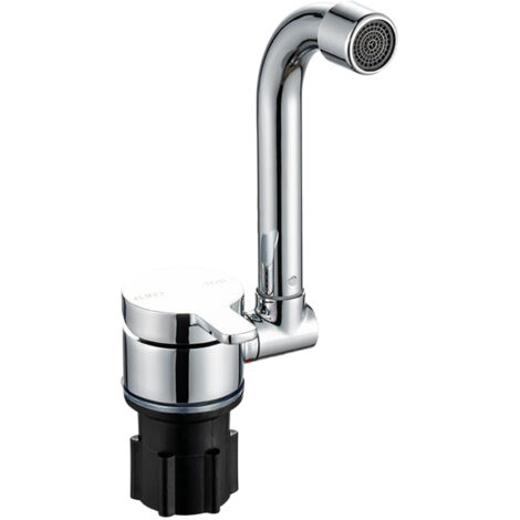 Eosnow Robinet d'évier, mitigeur, rotatif à 360 degrés et pliable, mélangeur chaud et froid, avec couvercle, pour camping-car, taille du port de connexion 1/2" (1/5)