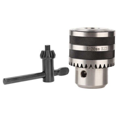 Mandrin de perceuse robuste B22 de 5 à 20mm avec clé pour le travail des métaux, perceuse d'établi de tour CNC (1/5)