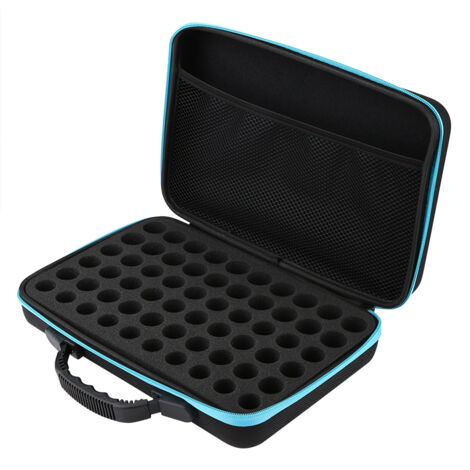 tui de transport d'huiles essentielles, coque rigide, 60 bouteilles adaptées aux bouteilles de 5 ml, 15 ml (bleu)