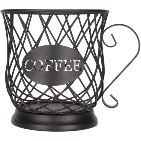 Eosnow Support de dosettes de café en fer, organisateur de grande capacité, panier de rangement de capsules de café pour la maison et le bureau, cafés noirs (1/5)