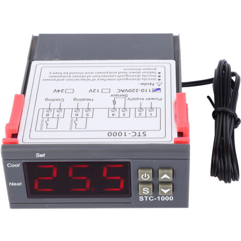 Eosnow Contrôleur de température numérique Thermostat de sortie à double relais avec coefficient négatif (110 V - 220VAC) (1/5)