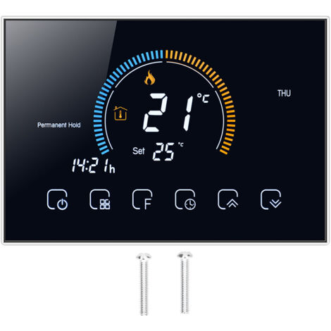 Eosnow Thermostat intelligent avec contrôleur de température à écran tactile LCD pour le chauffage de l'eau à domicile AC95240V (BHT8000GABLACK) (1/5)