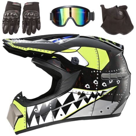 Casque VTT BMX Tout-terrain Casque Avec Lunettes Gants Casque Intégral MTB Motocross D.O.T Équipement Moto Cross