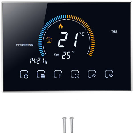 Eosnow Thermostat intelligent domestique avec contrôleur de température LCD à lumière noire pour l'eau et le gaz AC95240V (BHT8000GCBlack) (1/5)
