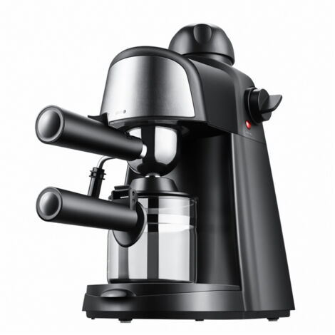 Machine à café italienne domestique, petite machine à café semi-automatique à vapeur, mousse de lait, cafetière électrique tout-en-un, machine à café moka italienne,Noir, prise UE