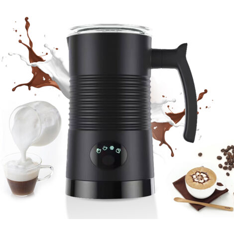 Mousseur à lait électrique 4 en 1, 350 ml, 400 W, étanche IPX2, entièrement automatique, mousseur à lait, tasse de mélange avec brosse de nettoyage,Noir, prise UE (1/5)
