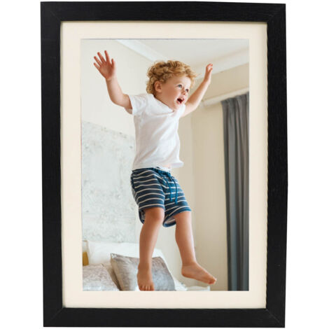 Cadre photo en bois, table, boîte de rangement pour peinture à l'huile, couvercle rabattable pour enfants, cadre photo DIY, Noir (1/5)